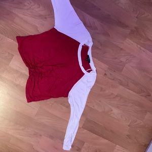 Never worn red white cropped long sleeve
